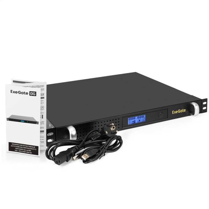 ИБП EXEGATE 1U ServerRM UNL-1000.LCD.AVR.6C13.RJ.USB.1U EX297834RUS