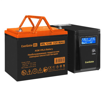 Комплект EXEGATE ИБП EX295986RUS + батарея 80Aч EX285654RUS 1шт