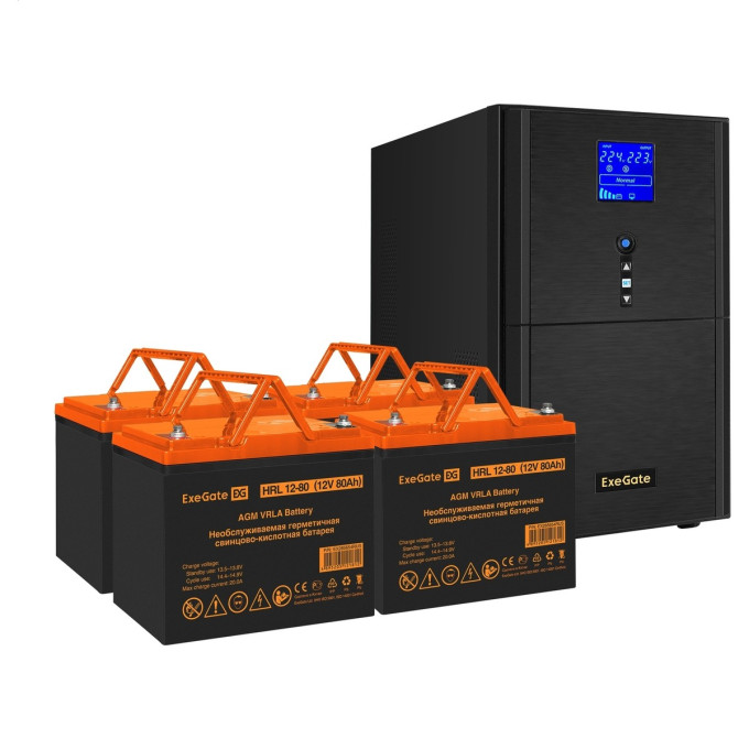 Комплект EXEGATE ИБП EX295990RUS + батарея 80Aч EX285654RUS 4шт EX296871RUS