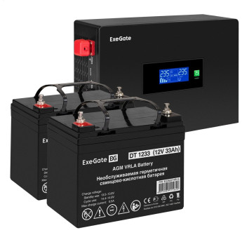 Комплект ИБП EXEGATE IDEALSINE SR-1500.LCD.2SH + батарея 33Aч, 2 шт